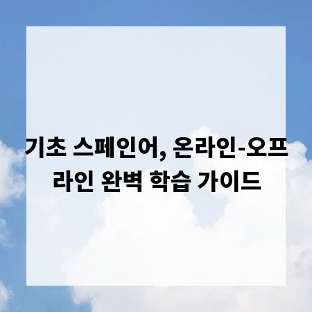 기초 스페인어, 온라인-오프라인 완벽 학습 가이드