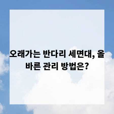오래가는 반다리 세면대, 올바른 관리 방법은?