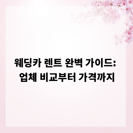 웨딩카 렌트 완벽 가이드: 업체 비교부터 가격까지