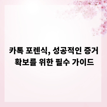 카톡 포렌식, 성공적인 증거 확보를 위한 필수 가이드