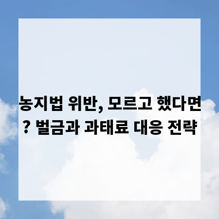 농지법 위반, 모르고 했다면? 벌금과 과태료 대응 전략