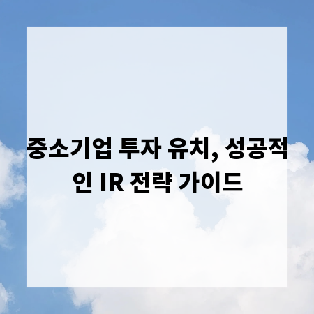 중소기업 투자 유치, 성공적인 IR 전략 가이드