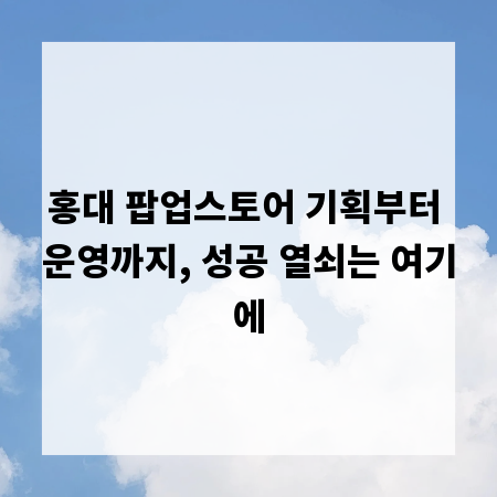홍대 팝업스토어 기획부터 운영까지, 성공 열쇠는 여기에