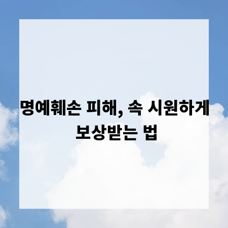 명예훼손 피해, 속 시원하게 보상받는 법