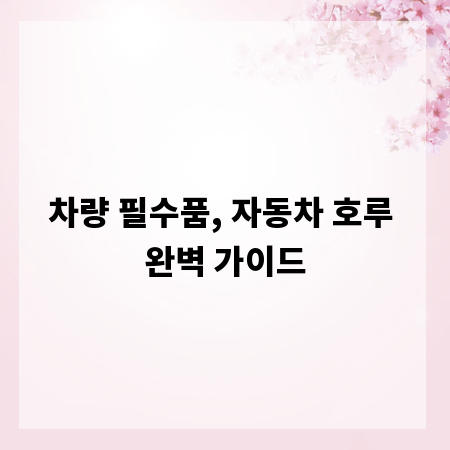 차량 필수품, 자동차 호루 완벽 가이드