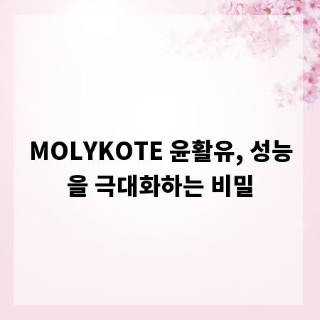MOLYKOTE 윤활유, 성능을 극대화하는 비밀