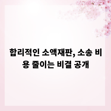 합리적인 소액재판, 소송 비용 줄이는 비결 공개