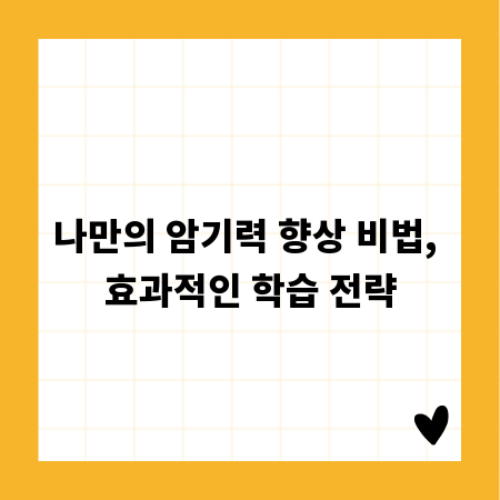 나만의 암기력 향상 비법, 효과적인 학습 전략