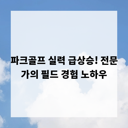 파크골프 실력 급상승! 전문가의 필드 경험 노하우