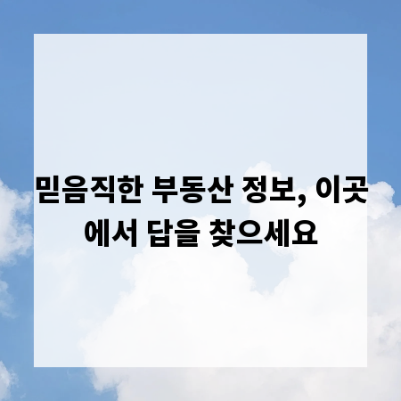 믿음직한 부동산 정보, 이곳에서 답을 찾으세요
