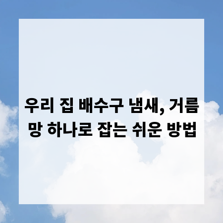 우리 집 배수구 냄새, 거름망 하나로 잡는 쉬운 방법