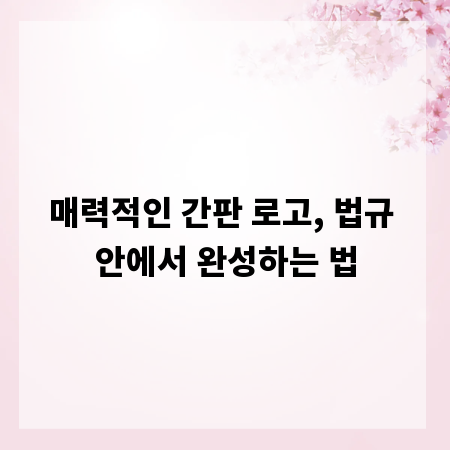 매력적인 간판 로고, 법규 안에서 완성하는 법