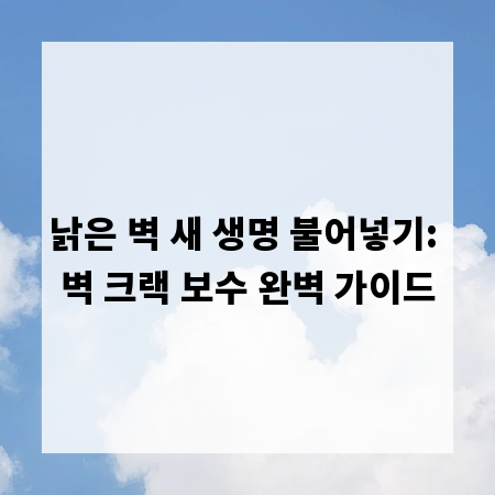 낡은 벽 새 생명 불어넣기: 벽 크랙 보수 완벽 가이드