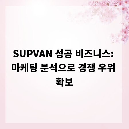 SUPVAN 성공 비즈니스: 마케팅 분석으로 경쟁 우위 확보