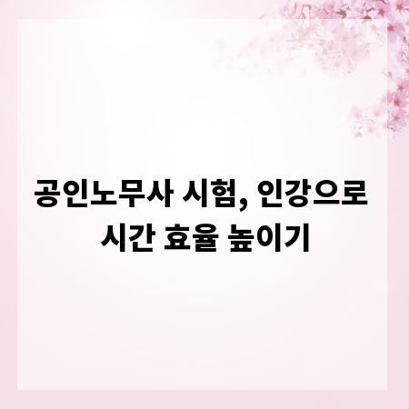 공인노무사 시험, 인강으로 시간 효율 높이기