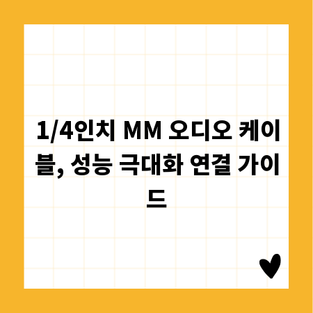 1/4인치 MM 오디오 케이블, 성능 극대화 연결 가이드