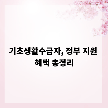 기초생활수급자, 정부 지원 혜택 총정리