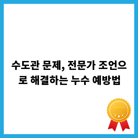 수도관 문제, 전문가 조언으로 해결하는 누수 예방법