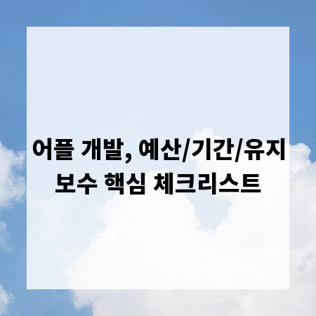 어플 개발, 예산/기간/유지보수 핵심 체크리스트