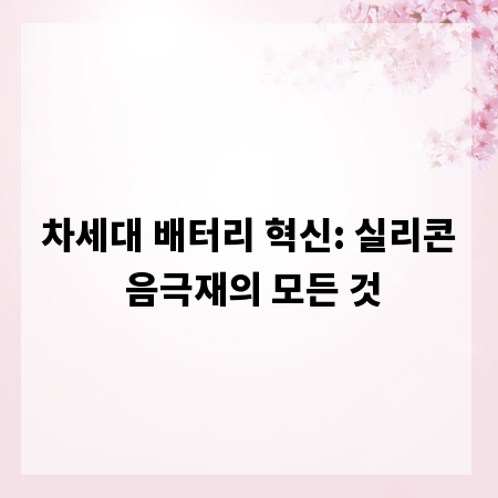 차세대 배터리 혁신: 실리콘 음극재의 모든 것