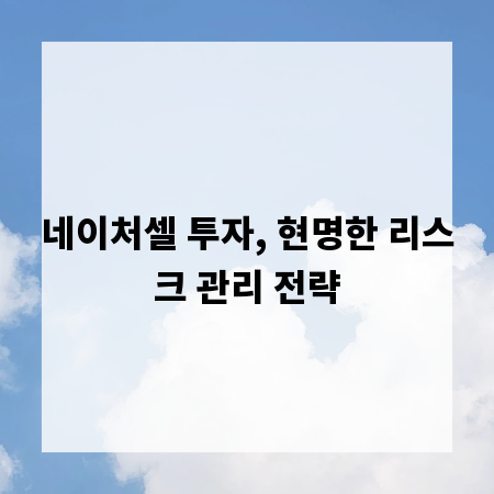 네이처셀 투자, 현명한 리스크 관리 전략