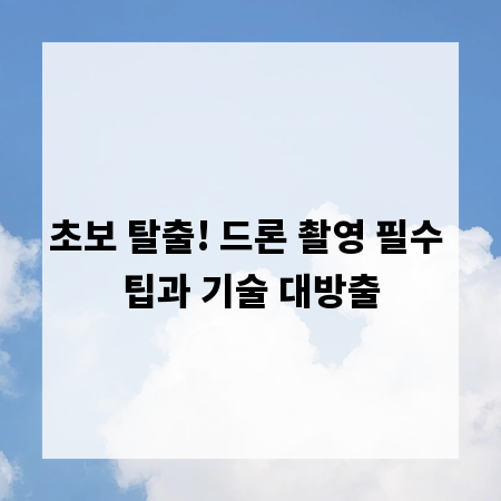 초보 탈출! 드론 촬영 필수 팁과 기술 대방출
