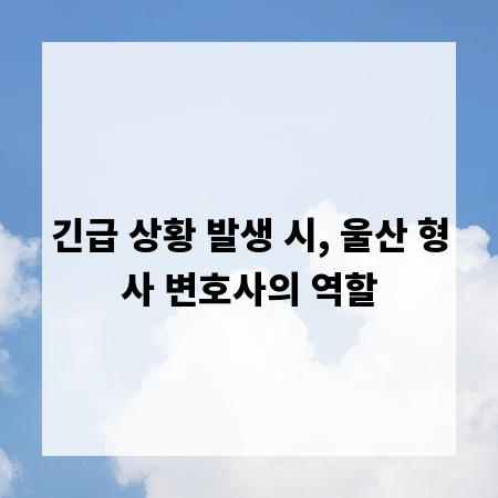 긴급 상황 발생 시, 울산 형사 변호사의 역할