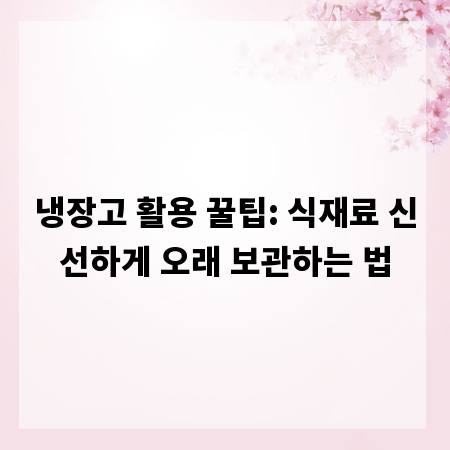 냉장고 활용 꿀팁: 식재료 신선하게 오래 보관하는 법