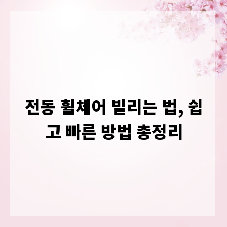 전동 휠체어 빌리는 법, 쉽고 빠른 방법 총정리