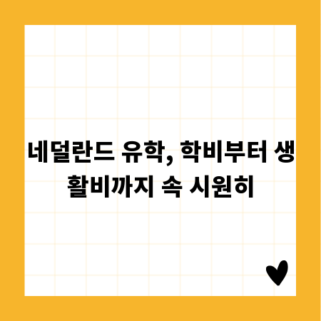 네덜란드 유학, 학비부터 생활비까지 속 시원히