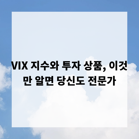 VIX 지수와 투자 상품, 이것만 알면 당신도 전문가