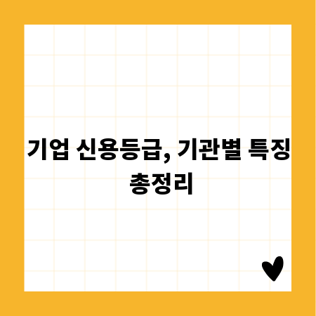 기업 신용등급, 기관별 특징 총정리