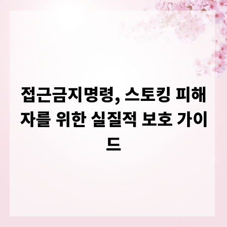 접근금지명령, 스토킹 피해자를 위한 실질적 보호 가이드