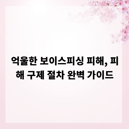 억울한 보이스피싱 피해, 피해 구제 절차 완벽 가이드