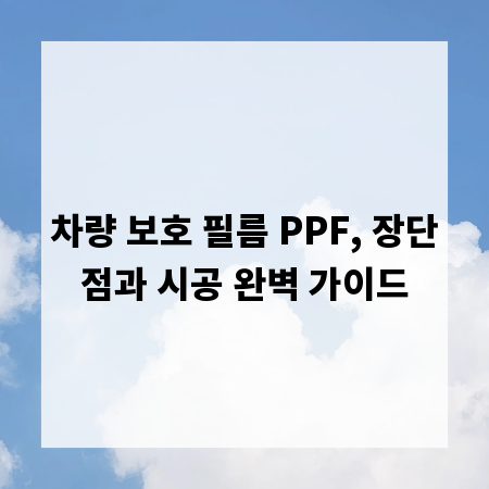 차량 보호 필름 PPF, 장단점과 시공 완벽 가이드