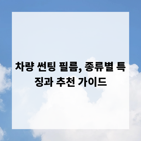 차량 썬팅 필름, 종류별 특징과 추천 가이드