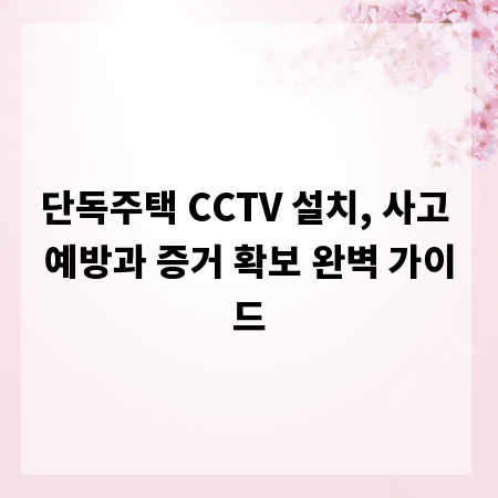 단독주택 CCTV 설치, 사고 예방과 증거 확보 완벽 가이드