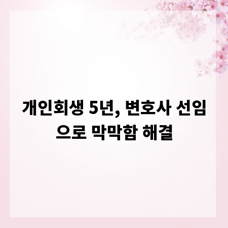 개인회생 5년, 변호사 선임으로 막막함 해결