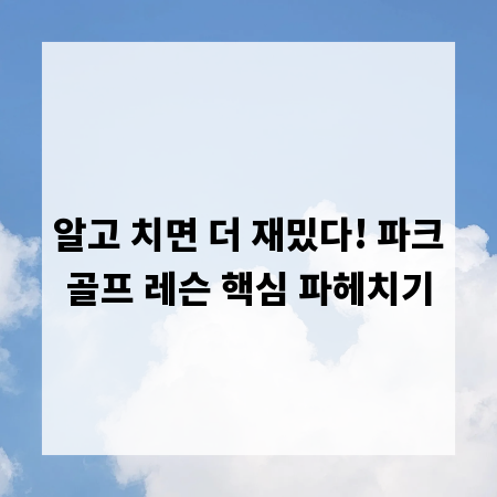 알고 치면 더 재밌다! 파크골프 레슨 핵심 파헤치기