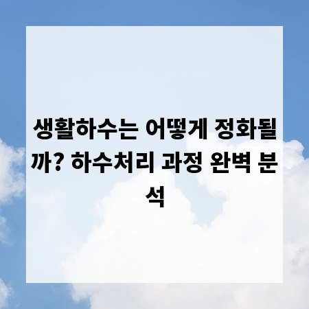 생활하수는 어떻게 정화될까? 하수처리 과정 완벽 분석