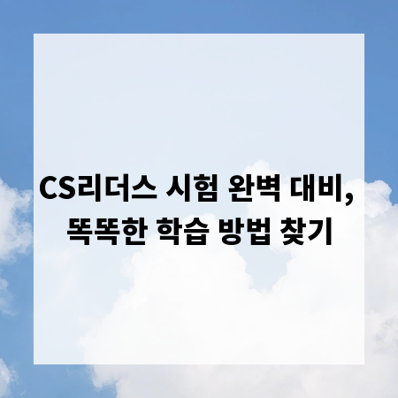 CS리더스 시험 완벽 대비, 똑똑한 학습 방법 찾기