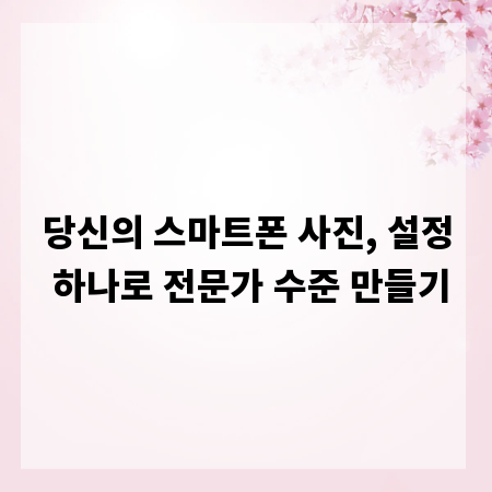 당신의 스마트폰 사진, 설정 하나로 전문가 수준 만들기