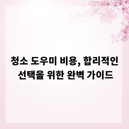 청소 도우미 비용, 합리적인 선택을 위한 완벽 가이드