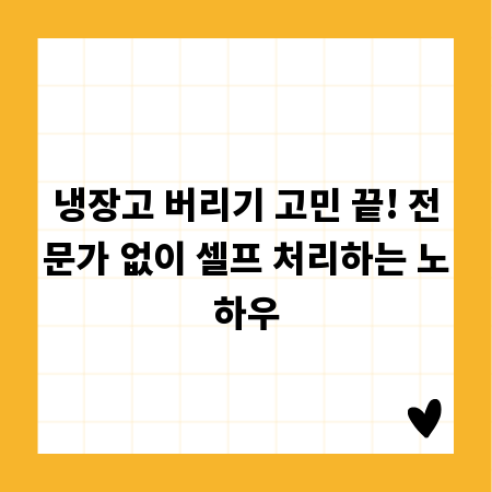 냉장고 버리기 고민 끝! 전문가 없이 셀프 처리하는 노하우