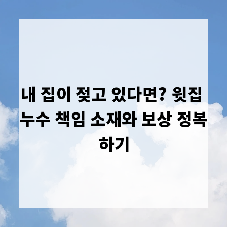 내 집이 젖고 있다면? 윗집 누수 책임 소재와 보상 정복하기