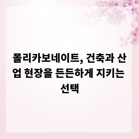 폴리카보네이트, 건축과 산업 현장을 든든하게 지키는 선택