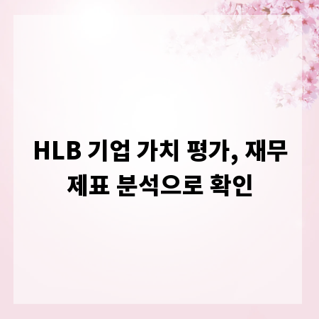 HLB 기업 가치 평가, 재무제표 분석으로 확인