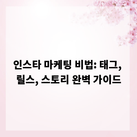 인스타 마케팅 비법: 태그, 릴스, 스토리 완벽 가이드