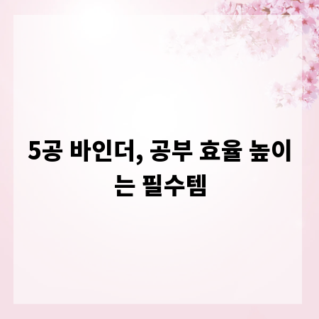 5공 바인더, 공부 효율 높이는 필수템