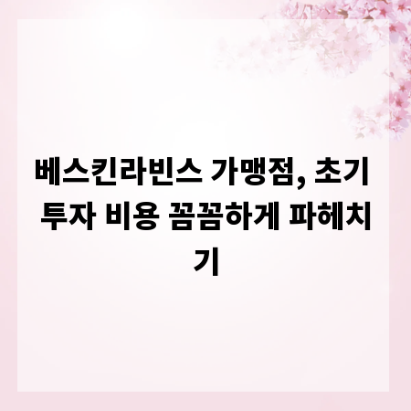 베스킨라빈스 가맹점, 초기 투자 비용 꼼꼼하게 파헤치기